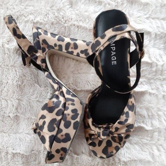 Rampage Leopard Print Heels Size 10M Mob Wife Platform Ankle Strap Y2K - Picture 6 of 8